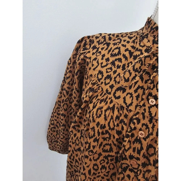 India Collection Emerson Fry Emmaline Organic Cotton Leopard Blouse Shirt XS - Picture 7 of 13